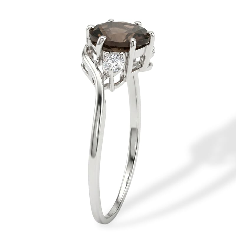 Brazilian Smoky Quartz and Simulated Diamond 1.27 ctw Ring in Sterling Silver (Size 8.0)