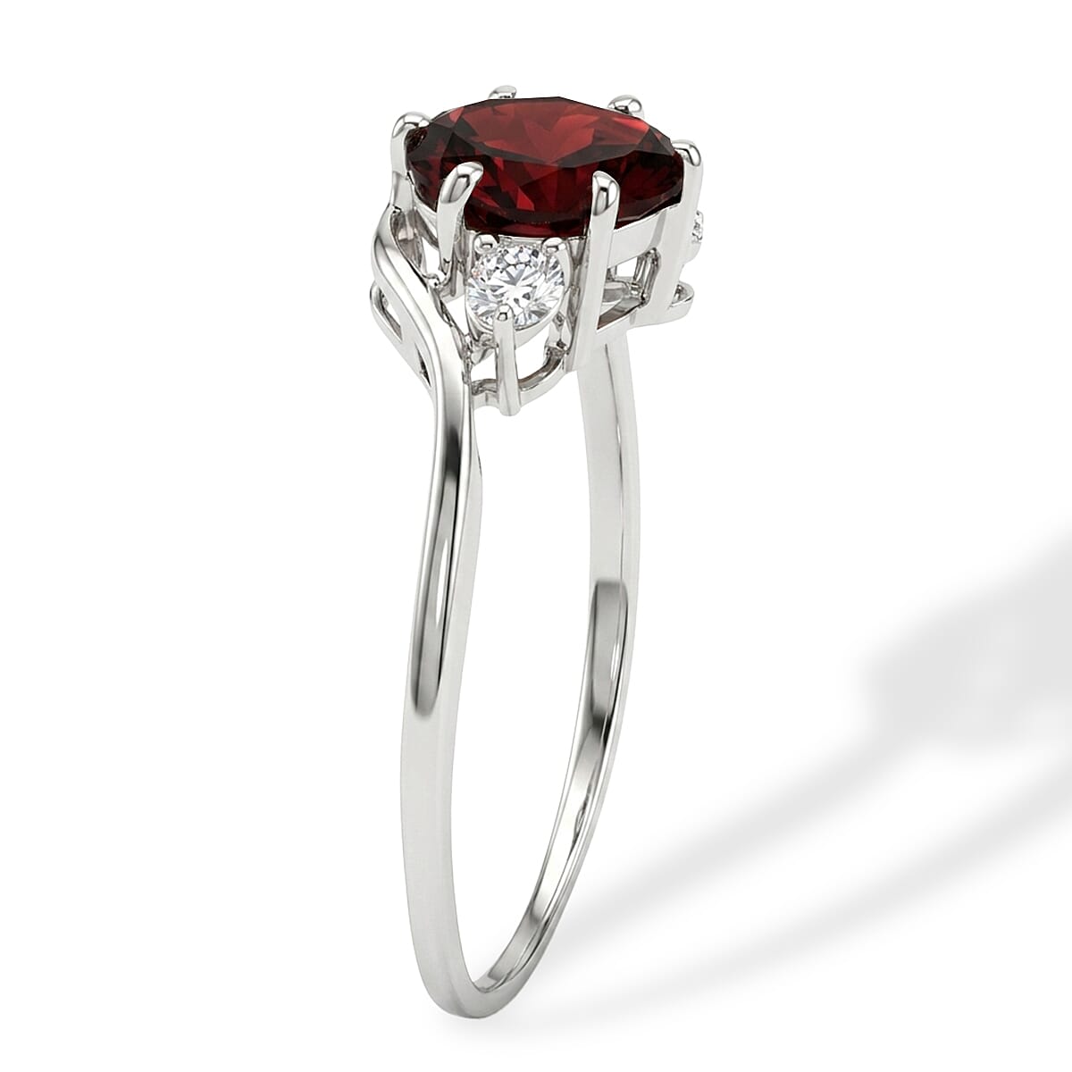 Mozambique Garnet and Simulated Diamond 1.82 ctw Ring in Sterling Silver (Size 7.0)