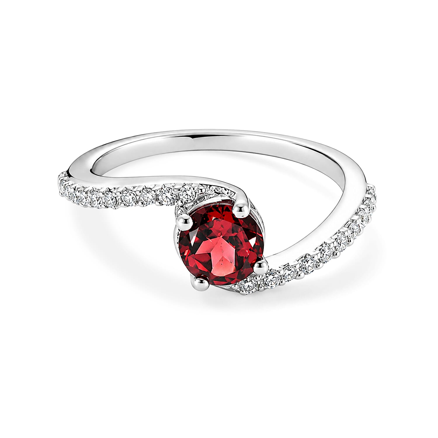 Mozambique Garnet and Simulated Diamond 1.07 ctw Ring in Sterling Silver (Size 8.0)