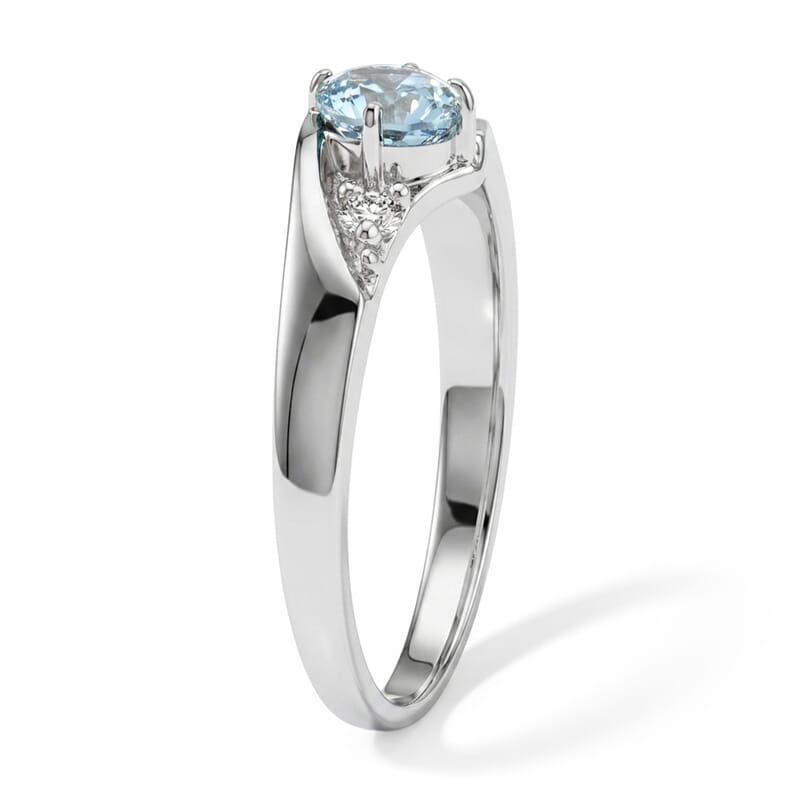 Aquamarine and Simulated Diamond 0.34 ctw Ring in Sterling Silver (Size 7.0)