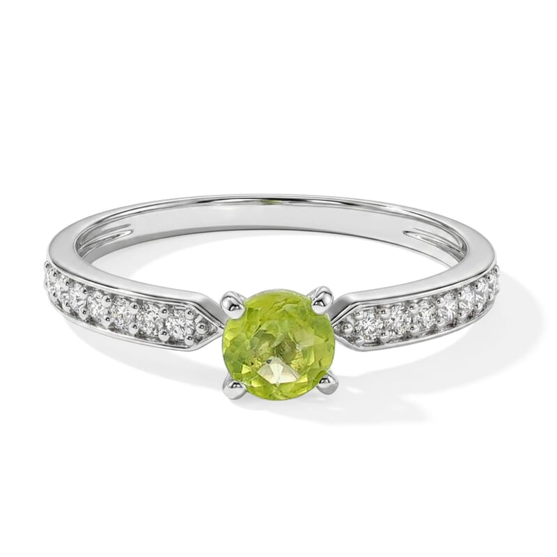 Hebei Peridot and Simulated Diamond 0.53 ctw Ring in Sterling Silver (Size 7.5)