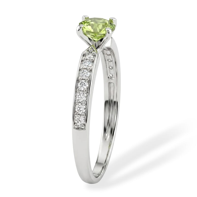 Hebei Peridot and Simulated Diamond 0.53 ctw Ring in Sterling Silver (Size 7.5)