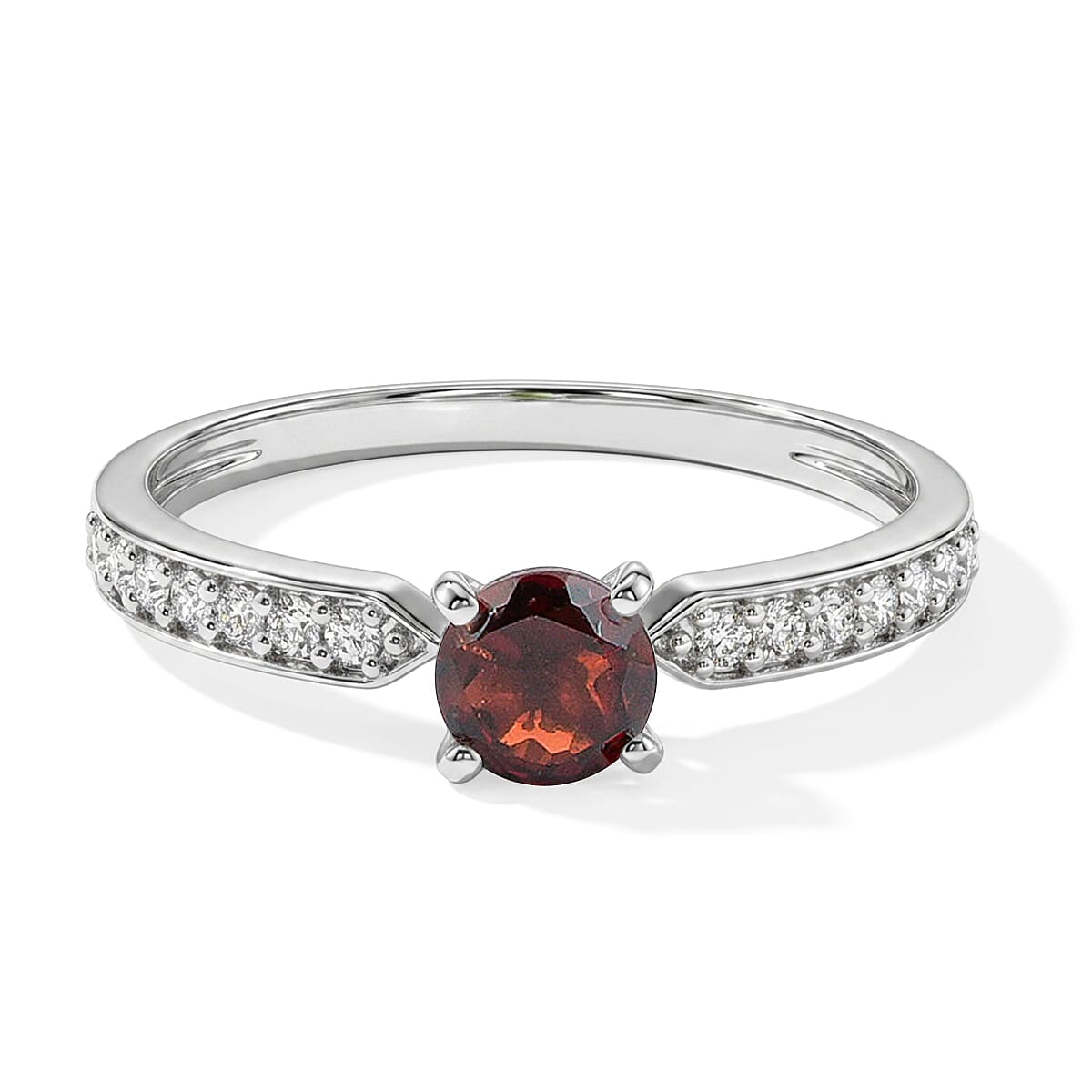 Mozambique Garnet and Simulated Diamond 0.61 ctw Ring in Sterling Silver (Size 7.0)