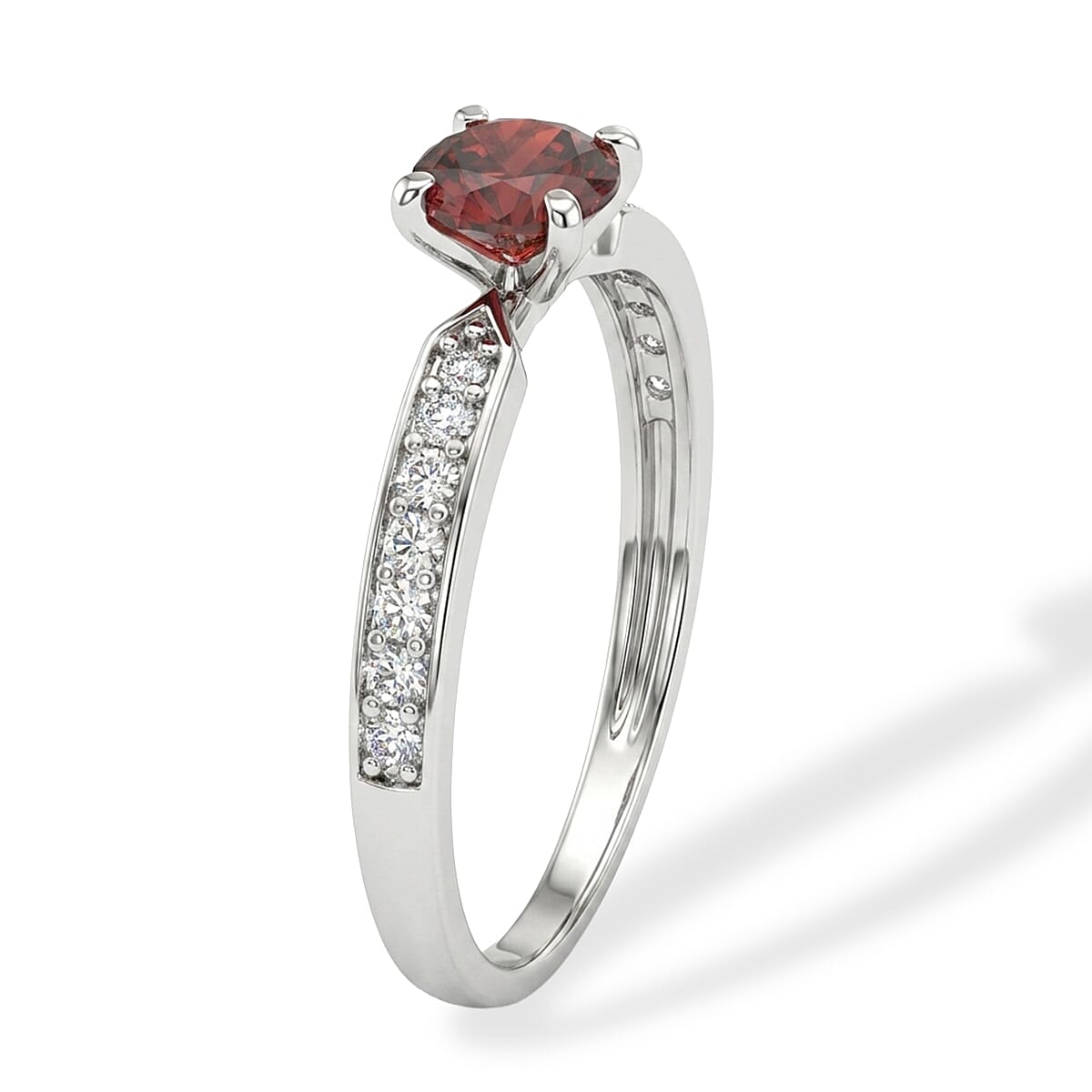 Mozambique Garnet and Simulated Diamond 0.61 ctw Ring in Sterling Silver (Size 7.0)