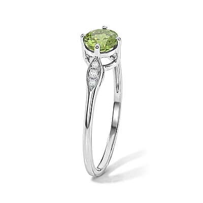 Hebei Peridot and Simulated Diamond 0.65 ctw Ring in Sterling Silver (Size 7.0)
