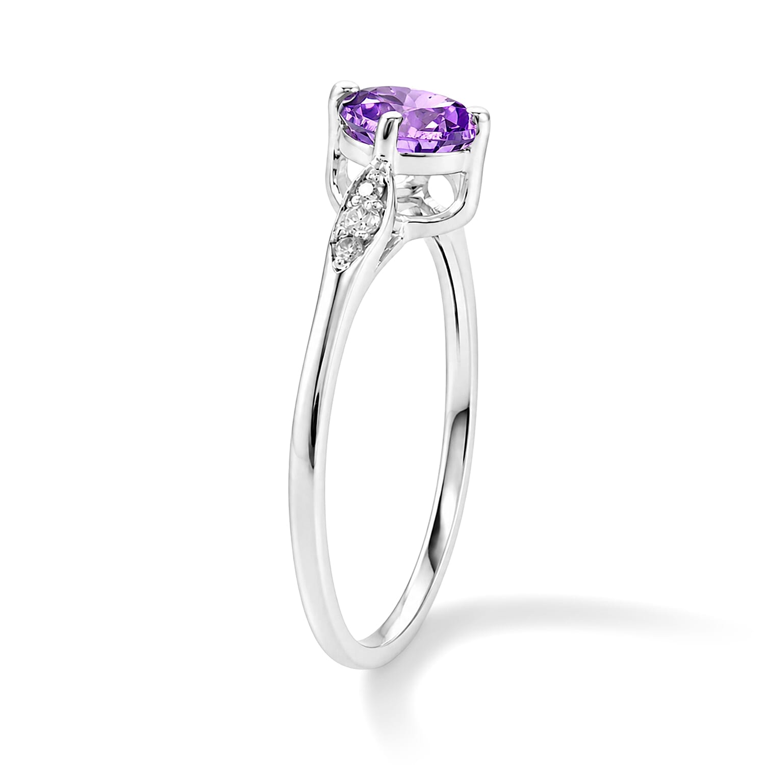 Amethyst and Simulated Diamond 0.69 ctw Ring in Sterling Silver (Size 8.0)