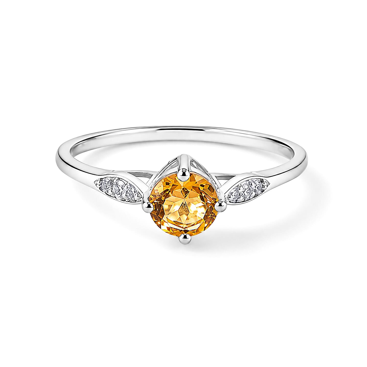 Brazilian Citrine and Simulated Diamond 0.69 ctw Ring in Sterling Silver (Size 7.0)