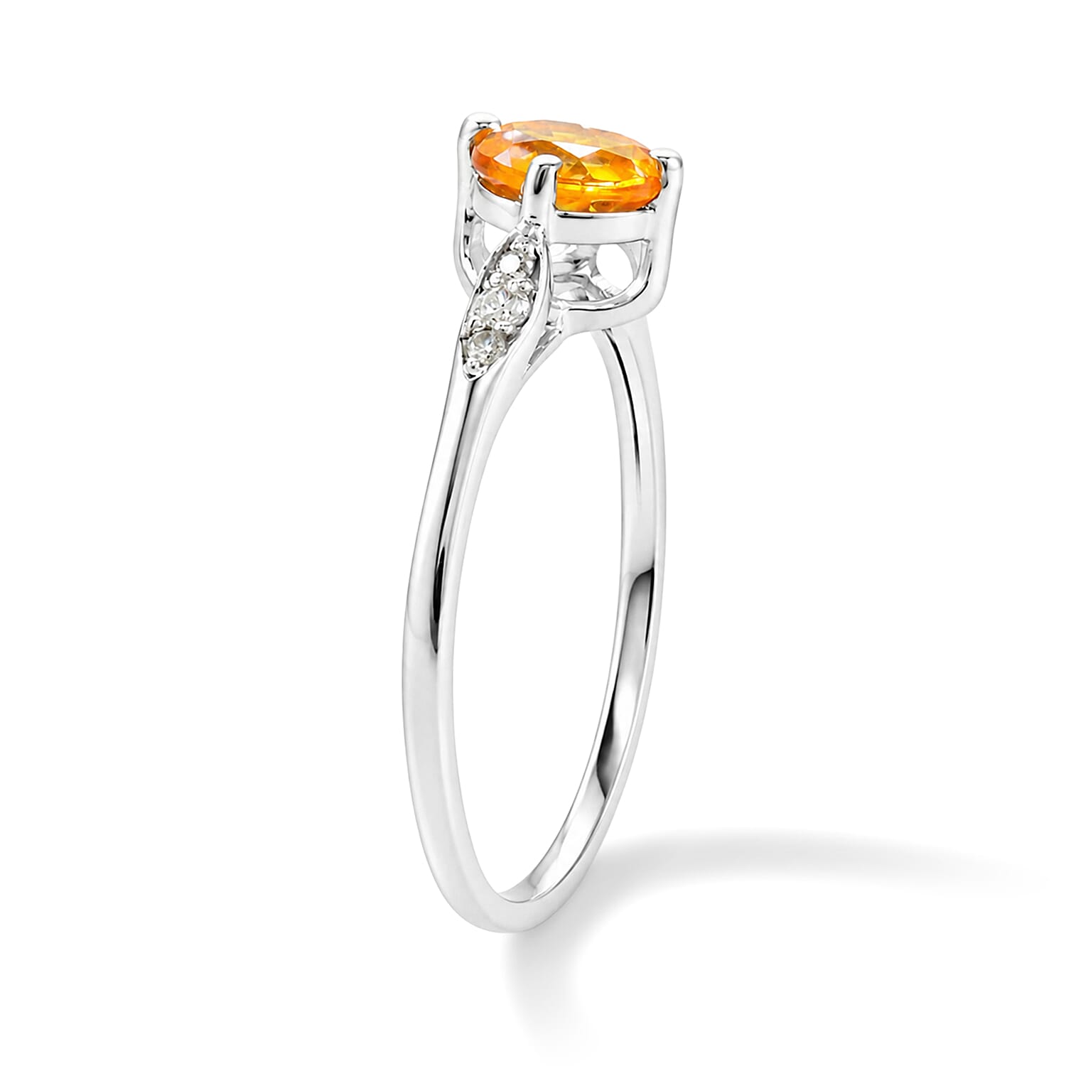 Brazilian Citrine and Simulated Diamond 0.69 ctw Ring in Sterling Silver (Size 7.0)
