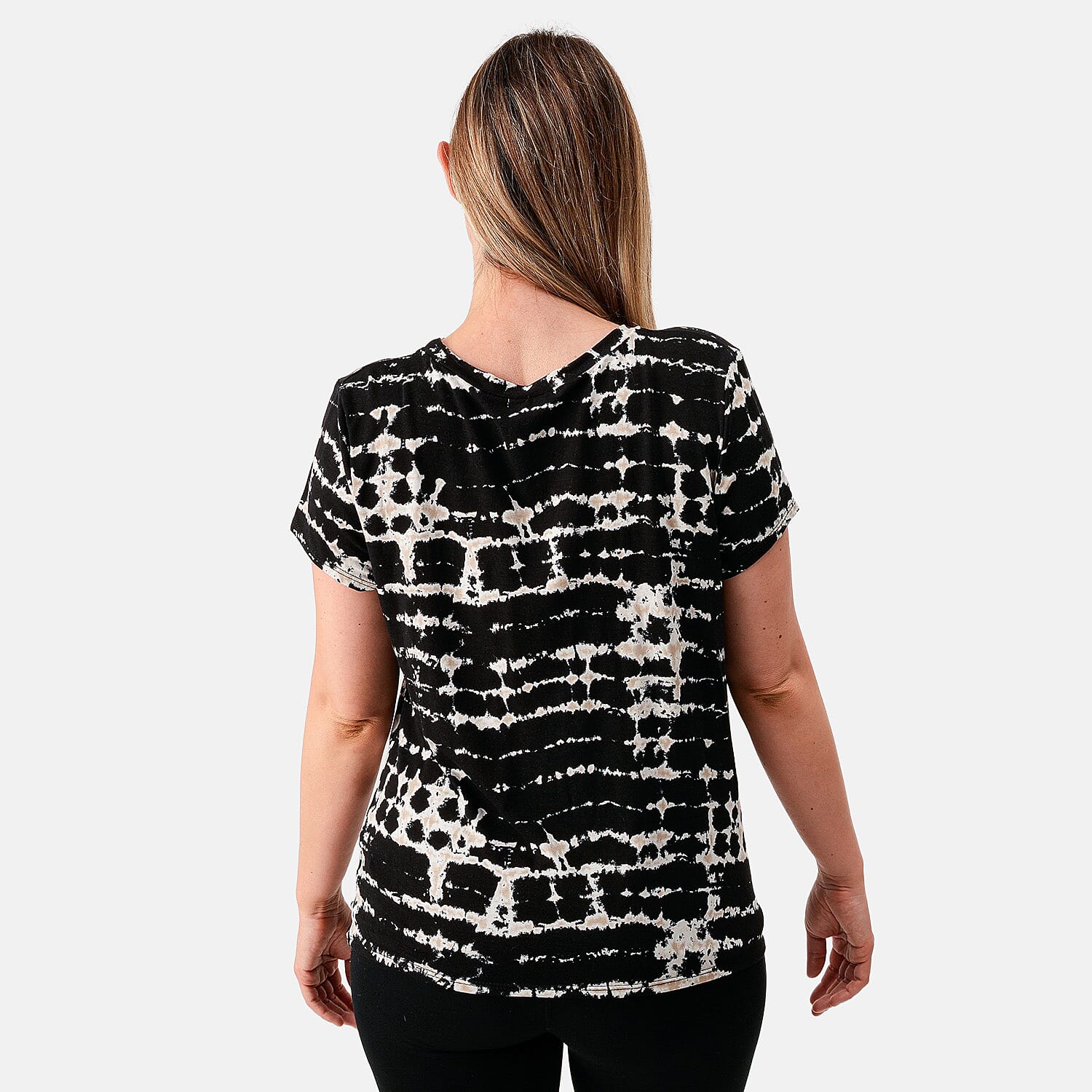 White Lily Black Abstract Twist Front Top - M