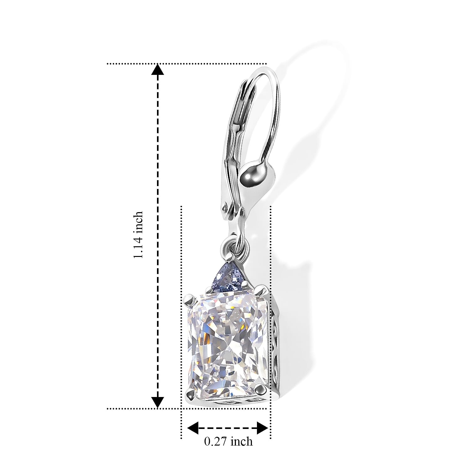D'Joy Moissanite and Tanzanite 5.35 ctw Earrings in Rhodium Over Sterling Silver