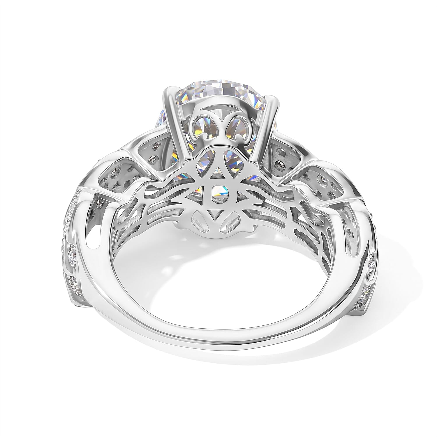 D'Joy Moissanite 5.50 ctw Angle Wings Ring in Rhodium Over Sterling Silver (Size 6.0)