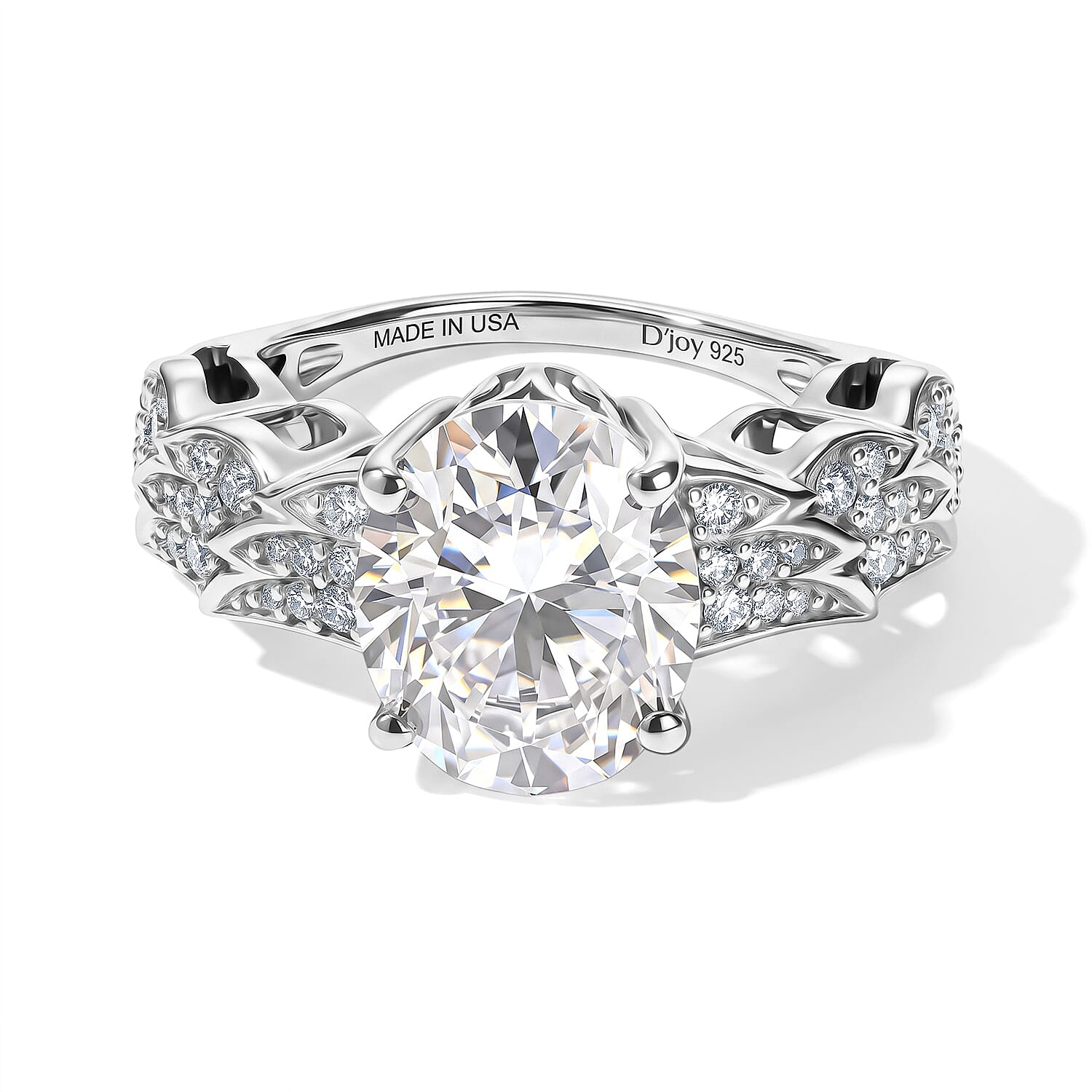 D''Joy Moissanite 5.50 ctw Ring in Rhodium Over Sterling Silver (Size 7.0)