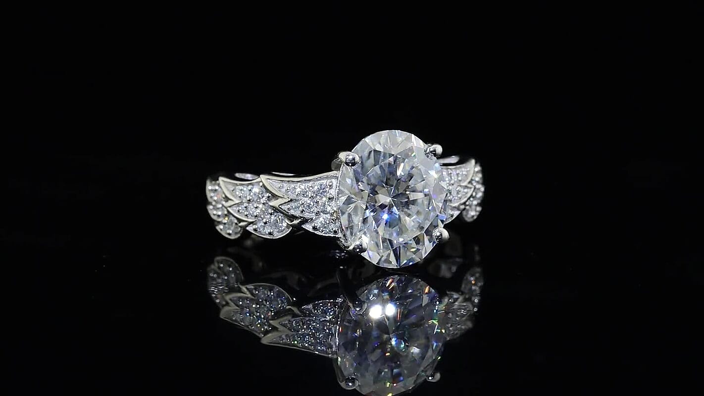 D''Joy Moissanite 5.50 ctw Ring in Rhodium Over Sterling Silver (Size 7.0)