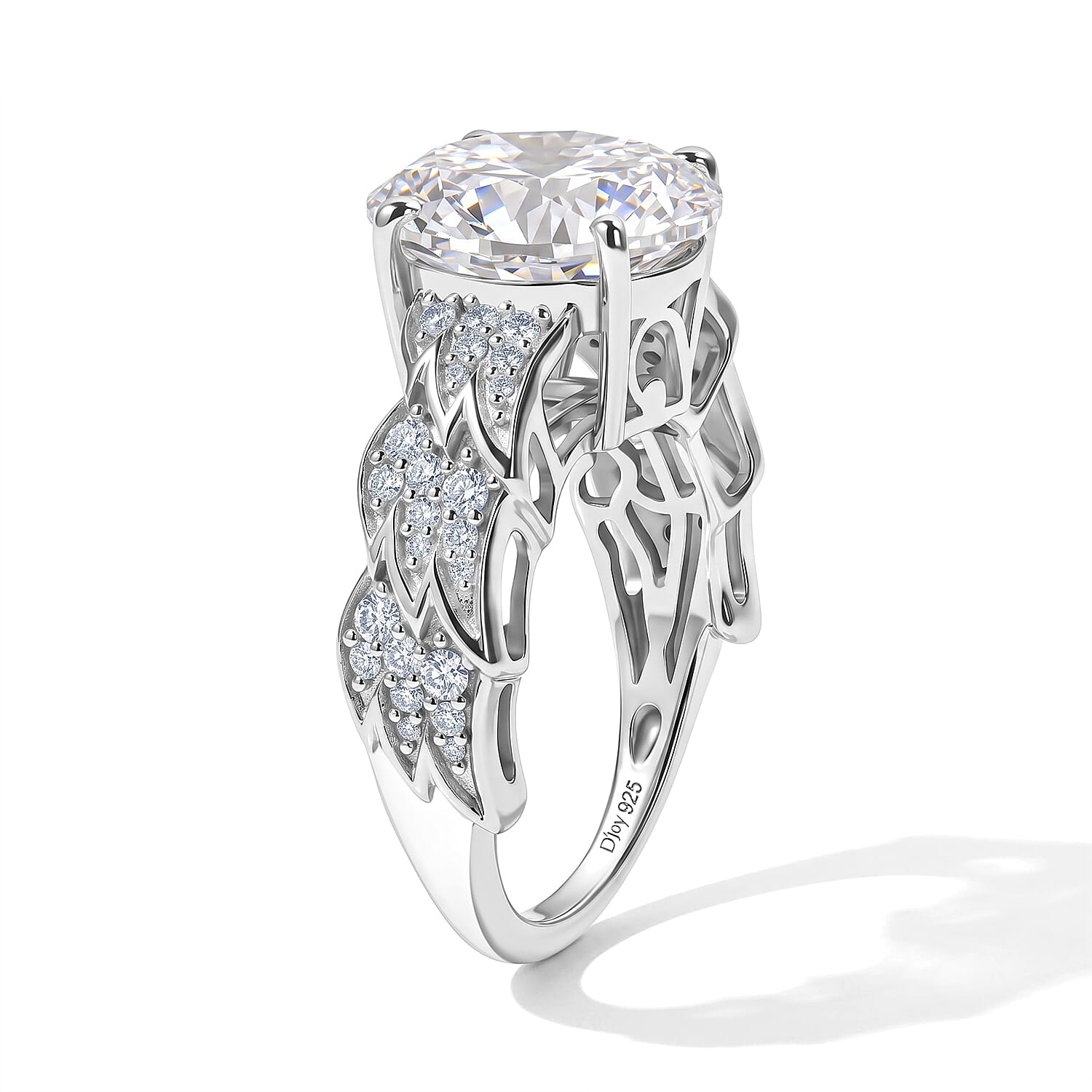 D'Joy Moissanite 5.50 ctw Ring in Rhodium Over Sterling Silver (Size 7.0)