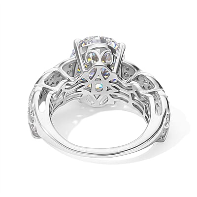 D'Joy Moissanite 5.50 ctw Ring in Rhodium Over Sterling Silver (Size 7.0)