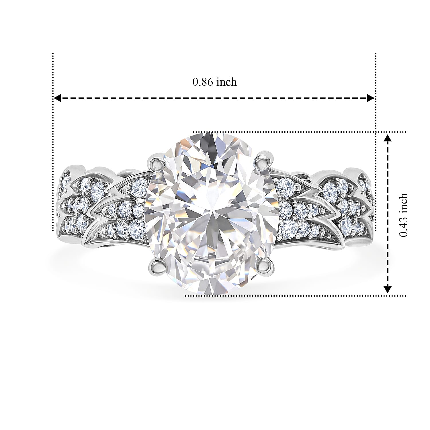 D'Joy Moissanite 5.50 ctw Ring in Rhodium Over Sterling Silver (Size 7.0)