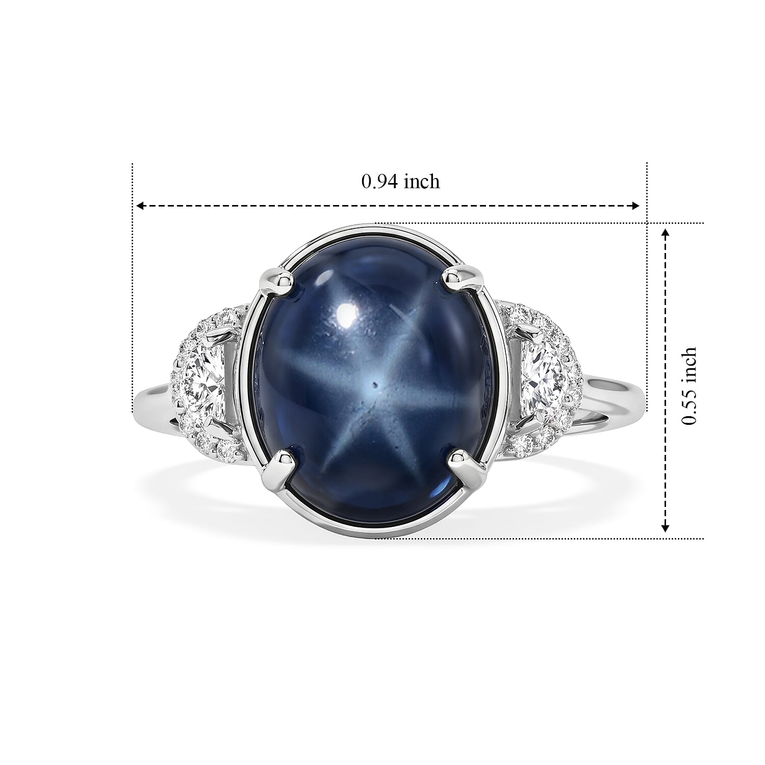 AAA Blue Star Sapphire (DF) and Luxuriant Lab Grown Diamond E-F VS 9.25 ctw The Celestial Treasure Ring in 10K Yellow Gold (Size 6.0)