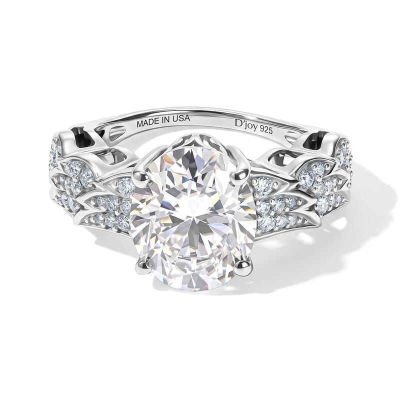 D'Joy Moissanite 5.50 ctw Angel Wings Ring in Rhodium Over Sterling Silver (Size 9.0)