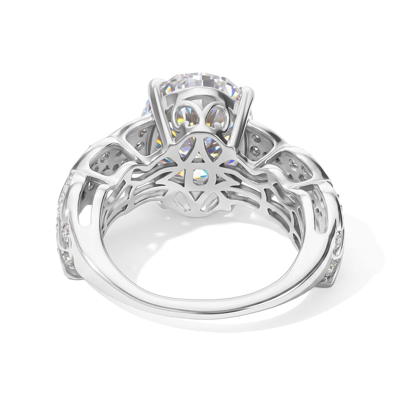 D'Joy Moissanite 5.50 ctw Angel Wings Ring in Rhodium Over Sterling Silver (Size 9.0)