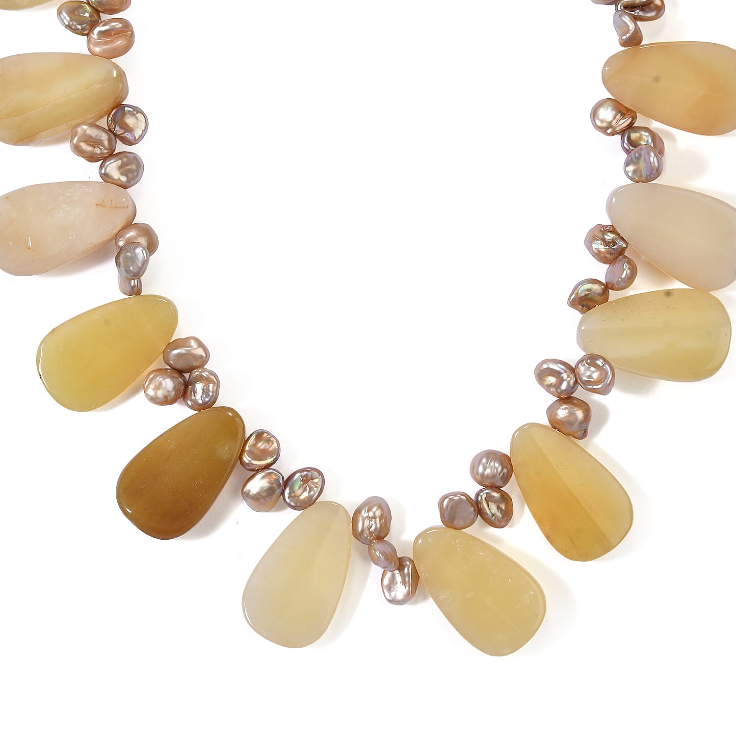EverTrue Yellow Opal 250.00 ctw and Yellow Pearl (D) Necklace (18-19 Inches) in Platinum Bond