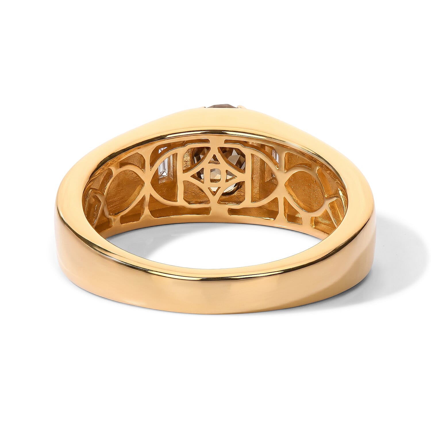 D'Joy Premium Golden Tanzanite and Moissanite 1.15 ctw Men's Ring in 18K Vermeil Yellow Gold Over Sterling Silver (Size 9.0)