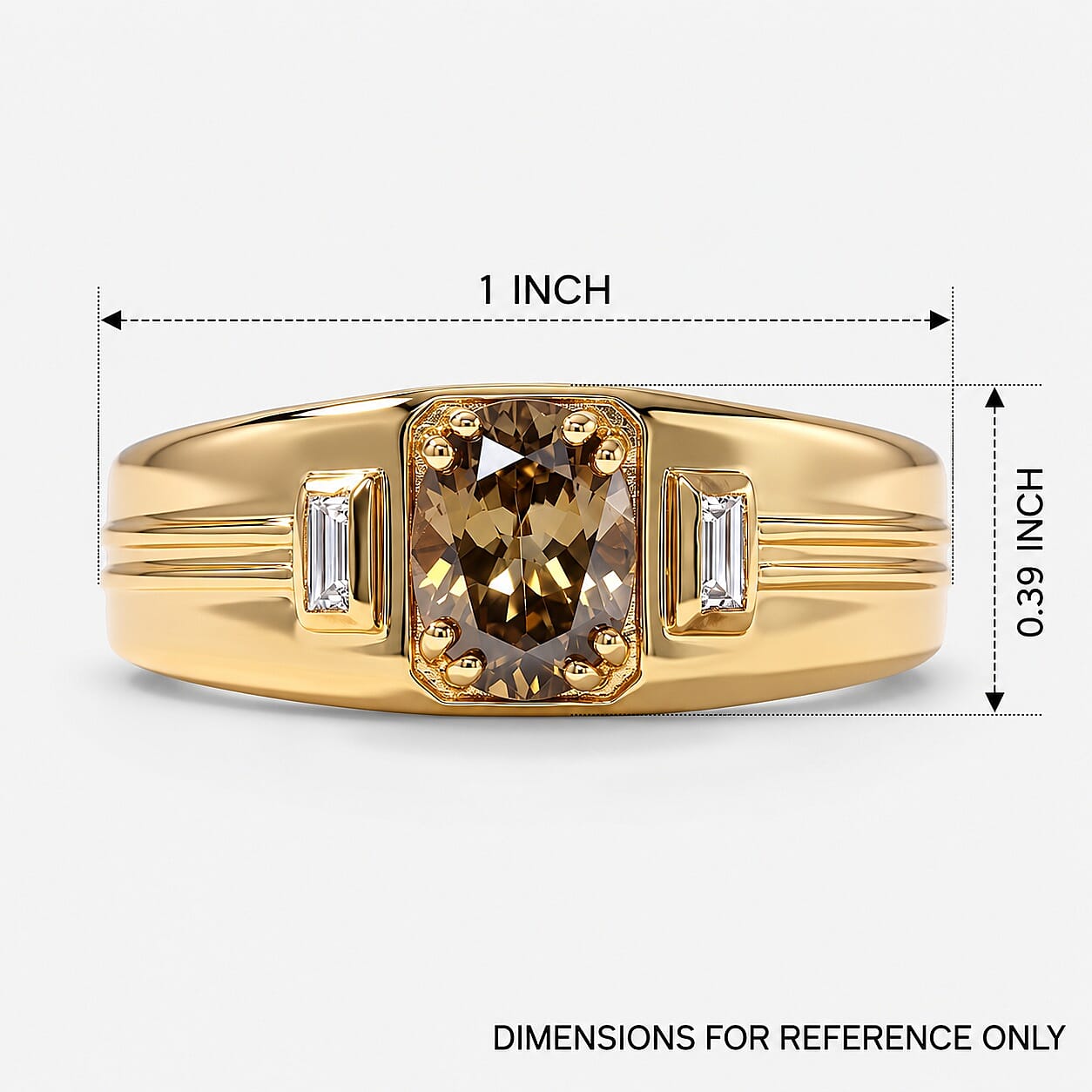 D'Joy Premium Golden Tanzanite and Moissanite 1.15 ctw Men's Ring in 18K Vermeil Yellow Gold Over Sterling Silver (Size 9.0)