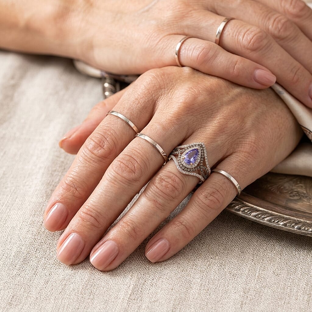 D'Joy Tanzanite and Multi Gemstone 2.50 ctw Ring in 18K Vermeil Rose Gold Over Sterling Silver (Size 6.0)