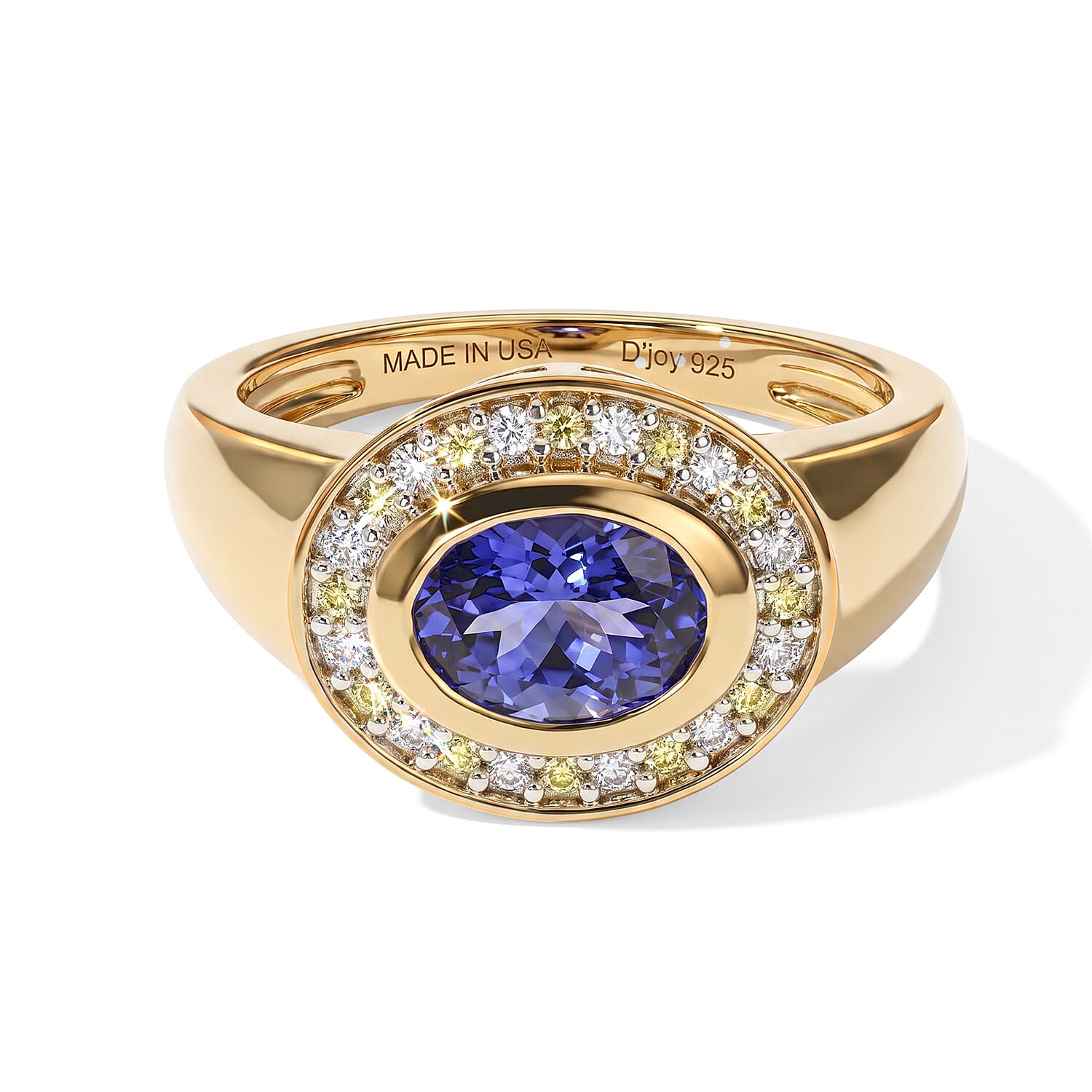 D'Joy Premium Tanzanite and Multi Gemstone 1.50 ctw Ring in 18K Vermeil Yellow Gold Over Sterling Silver (Size 6.0)