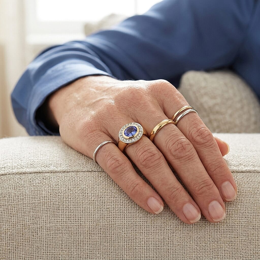 D'Joy Premium Tanzanite and Multi Gemstone 1.50 ctw Ring in 18K Vermeil Yellow Gold Over Sterling Silver (Size 6.0)