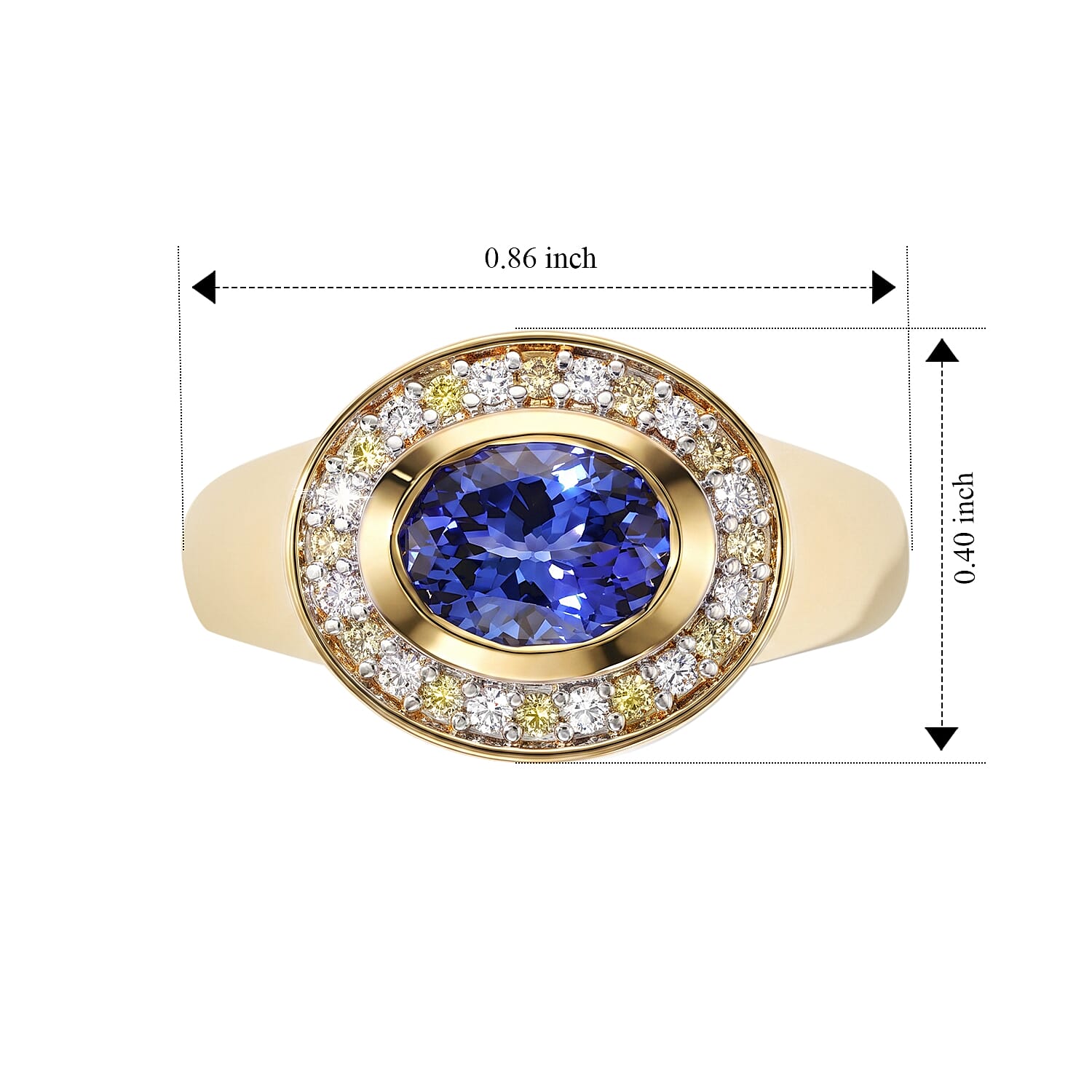 D'Joy Premium Tanzanite and Multi Gemstone 1.50 ctw Ring in 18K Vermeil Yellow Gold Over Sterling Silver (Size 6.0)