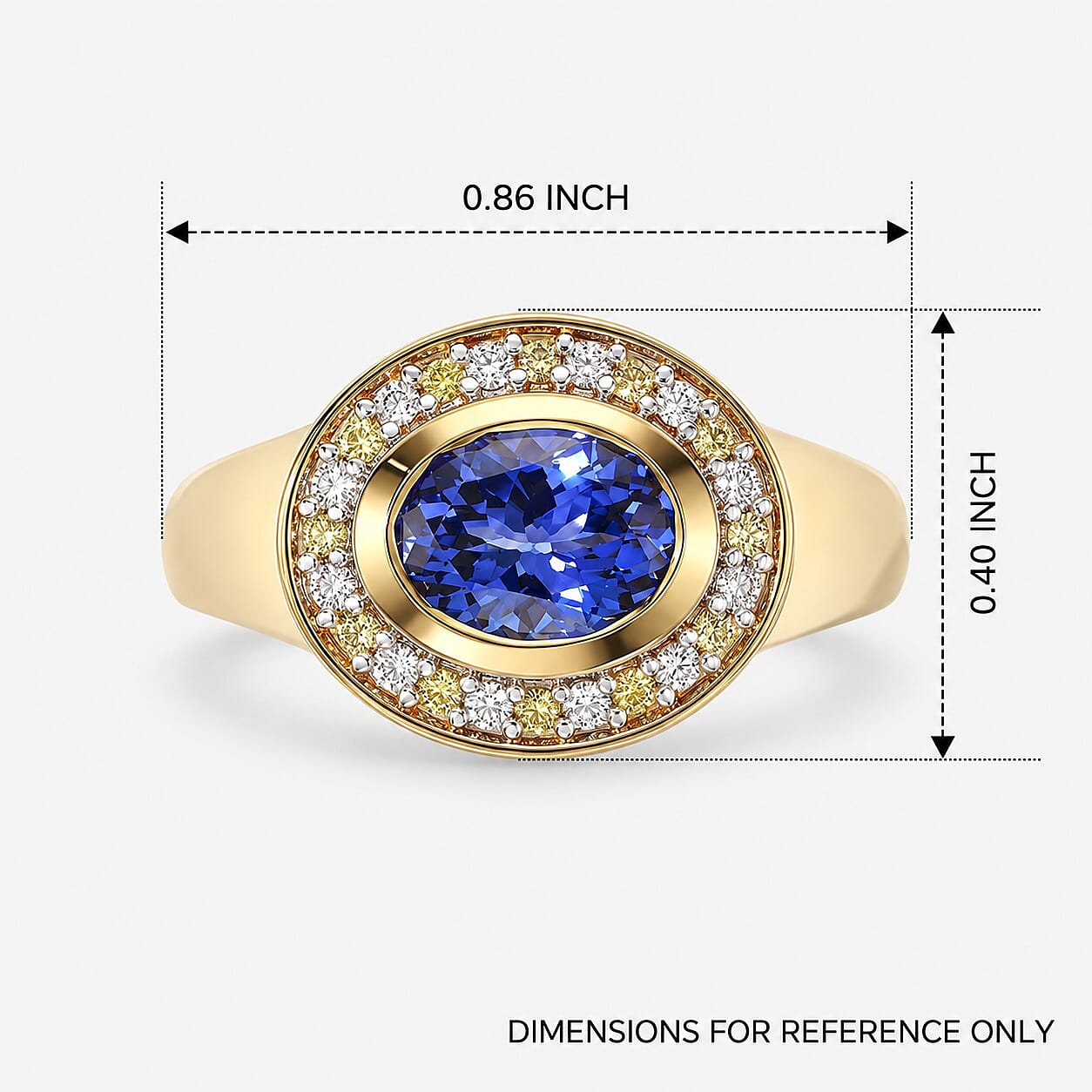 D'Joy Premium Tanzanite and Multi Gemstone 1.50 ctw Royal Flare Ring in 18K Vermeil Yellow Gold Over Sterling Silver (Size 6.0)
