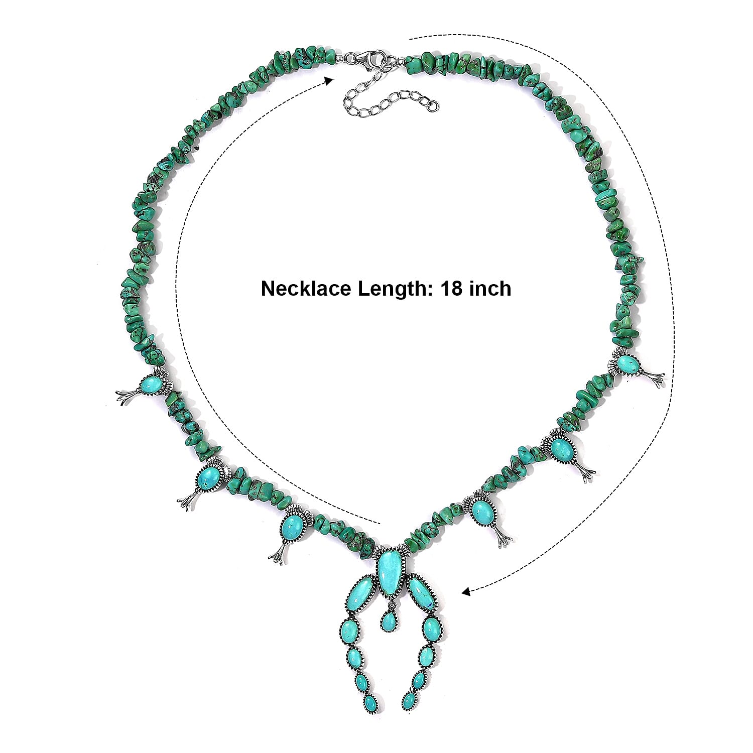 D'Joy Artisan Crafted Premium Tahoe Nevada Turquoise 102.40 ctw Beaded Necklace in Sterling Silver 18-20 Inches
