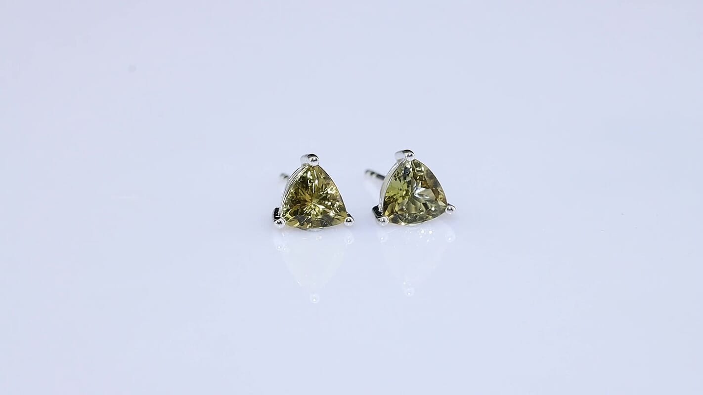 Luxoro 10K White Gold Premium Golden Tanzanite Solitaire Stud Earrings 1.40 ctw