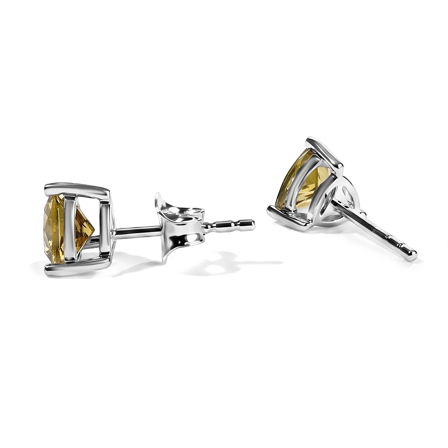Luxoro Premium Golden Tanzanite 1.40 ctw Solitaire Stud Earrings in 10K White Gold