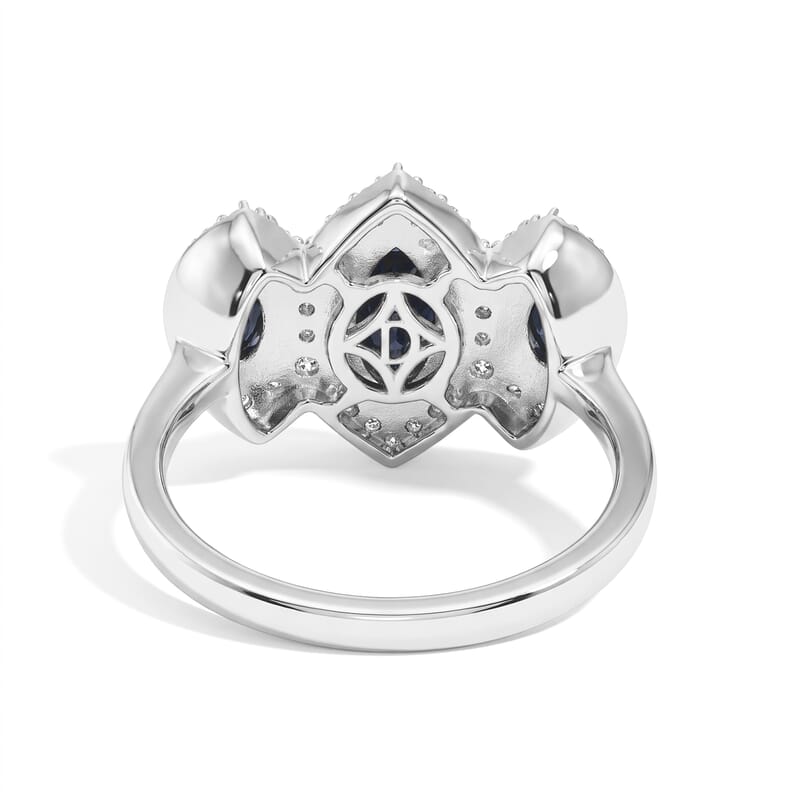 D'Joy Premium Blue Star Sapphire (DF) and Moissanite 2.85 ctw Ring in Rhodium Over Sterling Silver (Size 6.0)