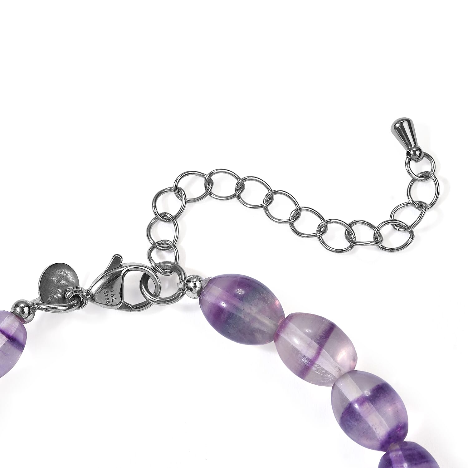 EverTrue Green Pearl (D), Fluorite and Crazy Lace Jasper 58.00 ctw Bracelet in Stainless Steel (7.25-9.25In)