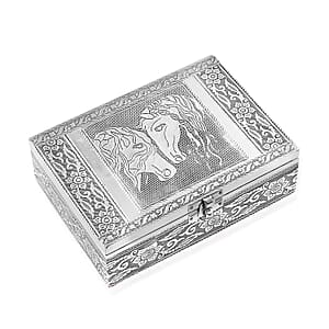 Horse Embossed Aluminium Oxidized Set of 2 Nesting Storage Box