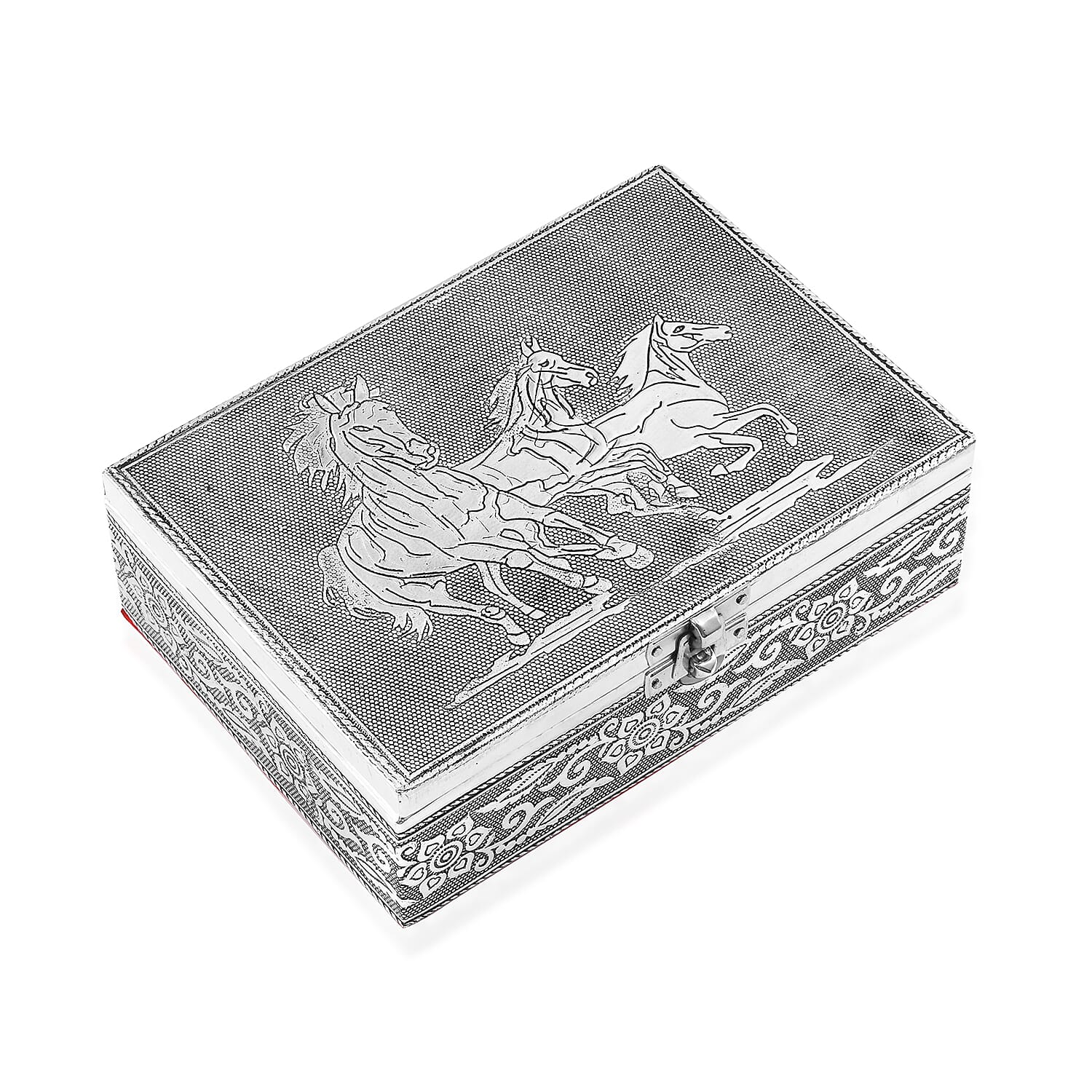 Horse Embossed Aluminium Oxidized Set of 2 Nesting Storage Box