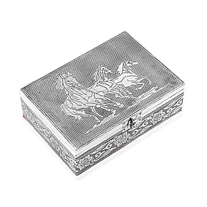Horse Embossed Aluminium Oxidized Set of 2 Nesting Storage Box