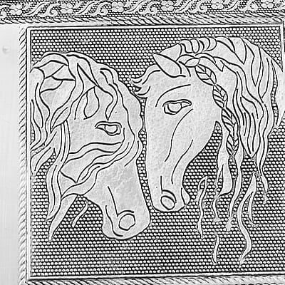 Horse Embossed Aluminium Oxidized Set of 2 Nesting Storage Box