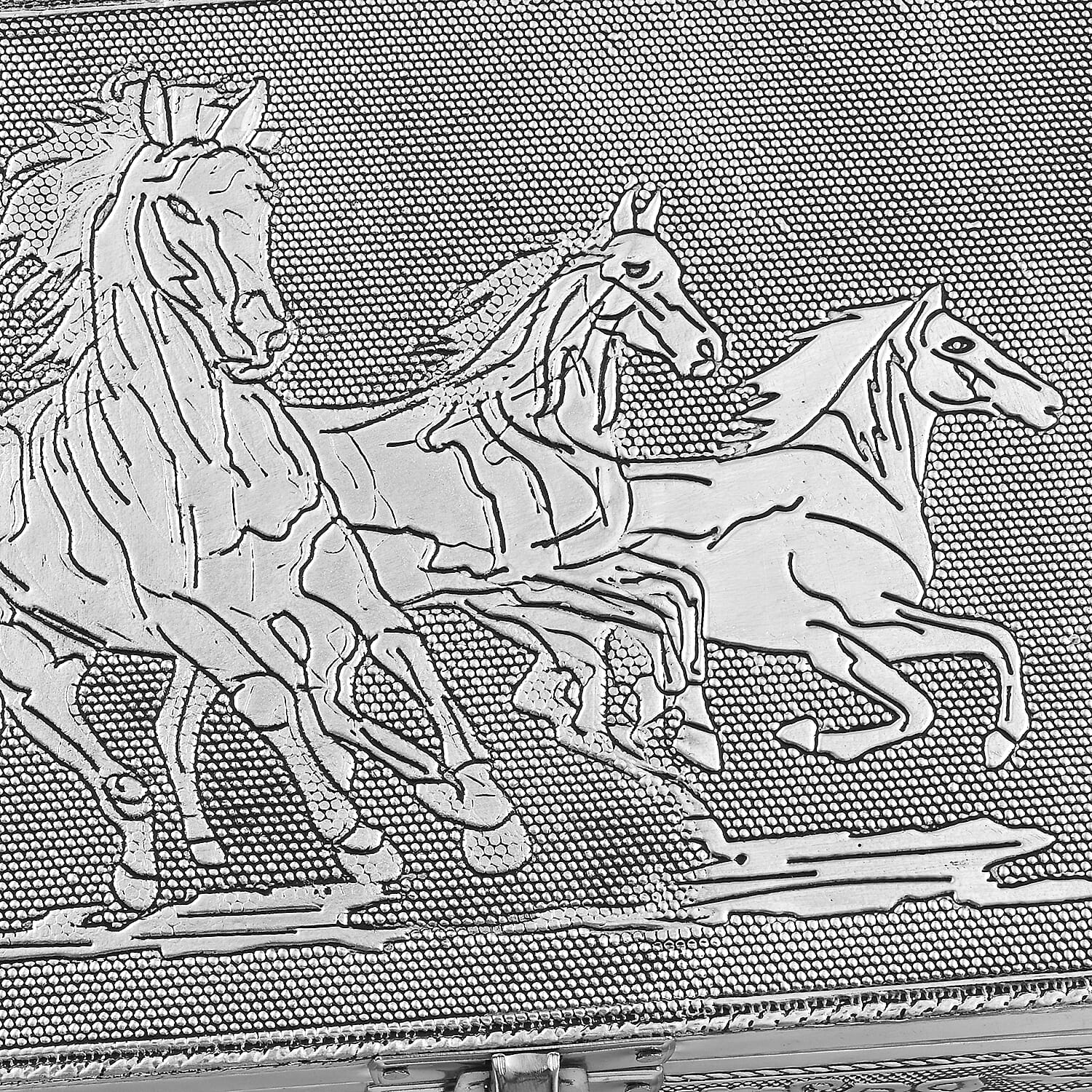 Horse Embossed Aluminium Oxidized Set of 2 Nesting Storage Box