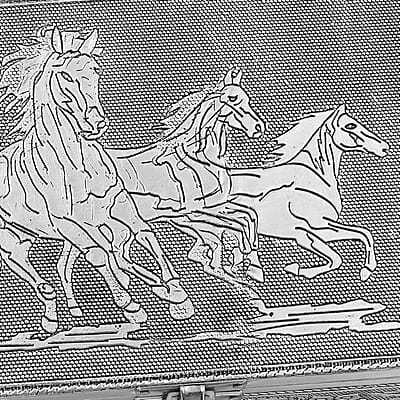 Horse Embossed Aluminium Oxidized Set of 2 Nesting Storage Box