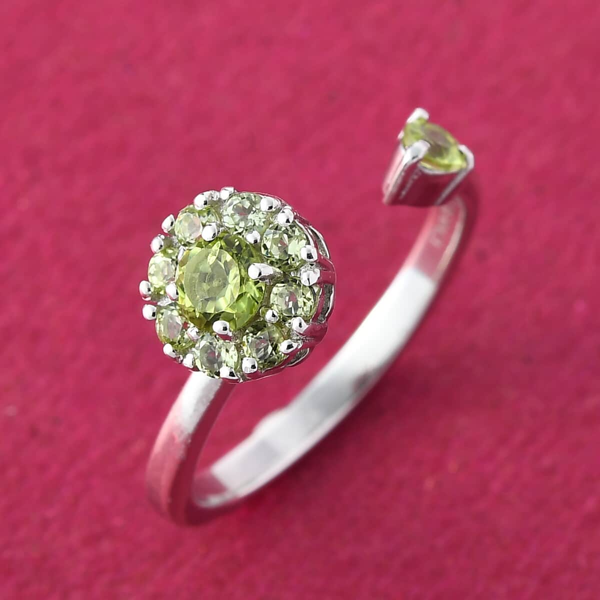 Peridot August Birthstone Anxiety Spinner Openable Band Ring in Platinum Over Sterling Silver 0.75 ctw image number 4