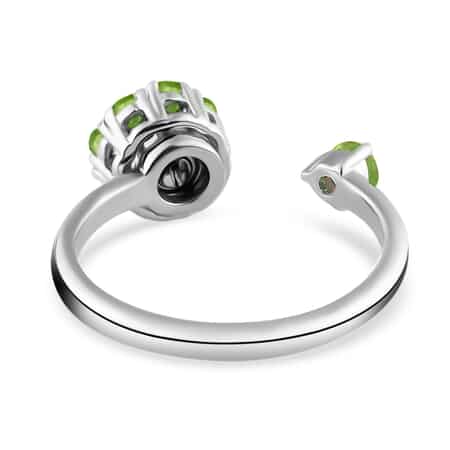 Peridot August Birthstone Anxiety Spinner Openable Band Ring in Platinum Over Sterling Silver (Medium Adjustable Size 6-8) 0.75 ctw image number 6