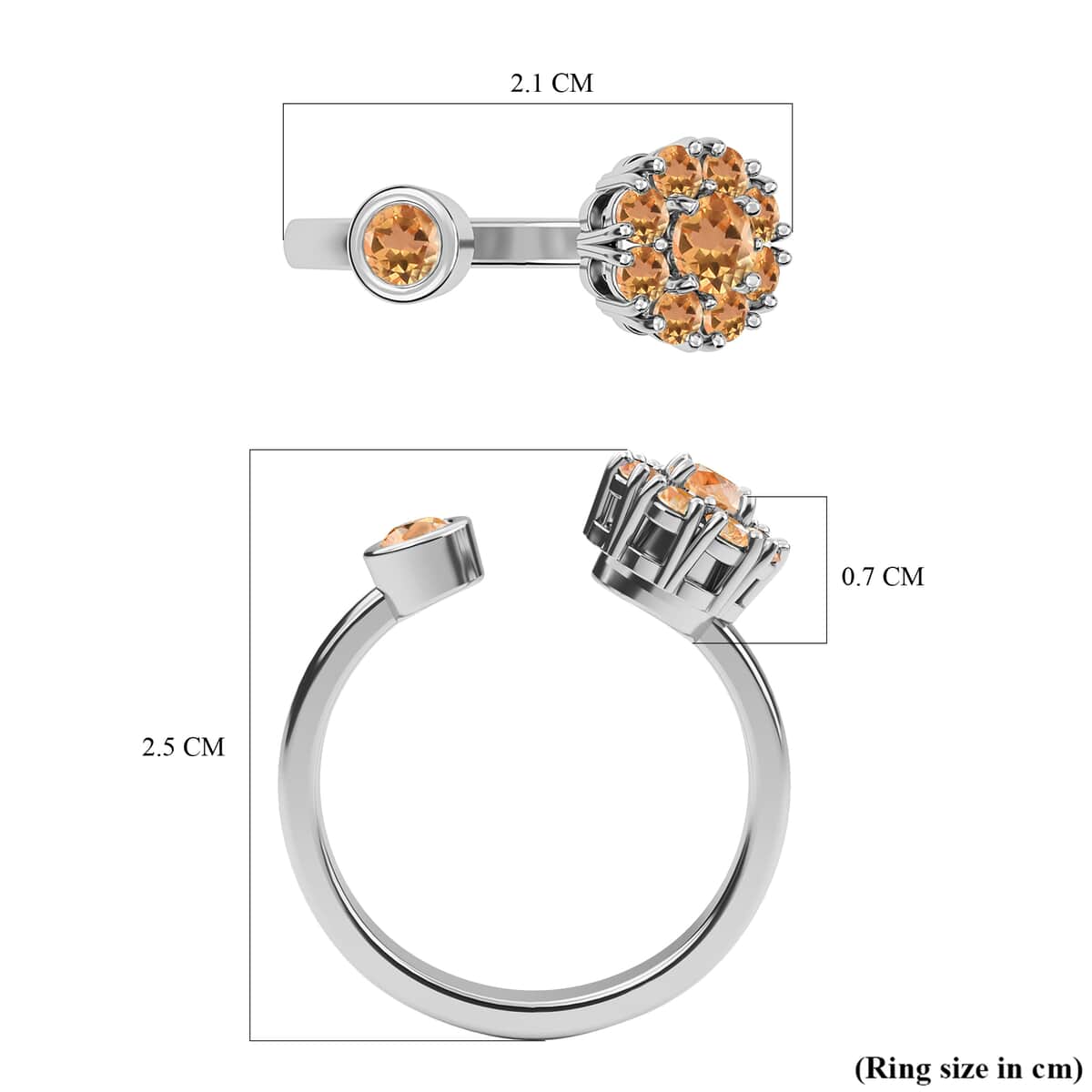 Brazilian Citrine November Birthstone Anxiety Spinner Openable Band Ring in Platinum Over Sterling Silver (Large Adjustable Size 9-11) 0.65 ctw image number 6