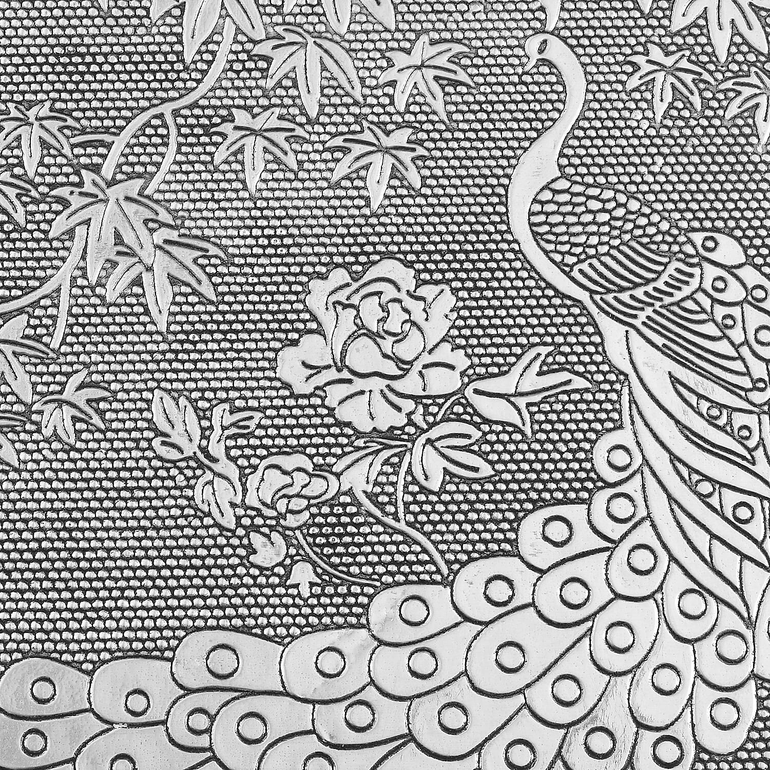 Peacock Embossed Aluminium Oxidized Set of 2 Nesting Storage Box