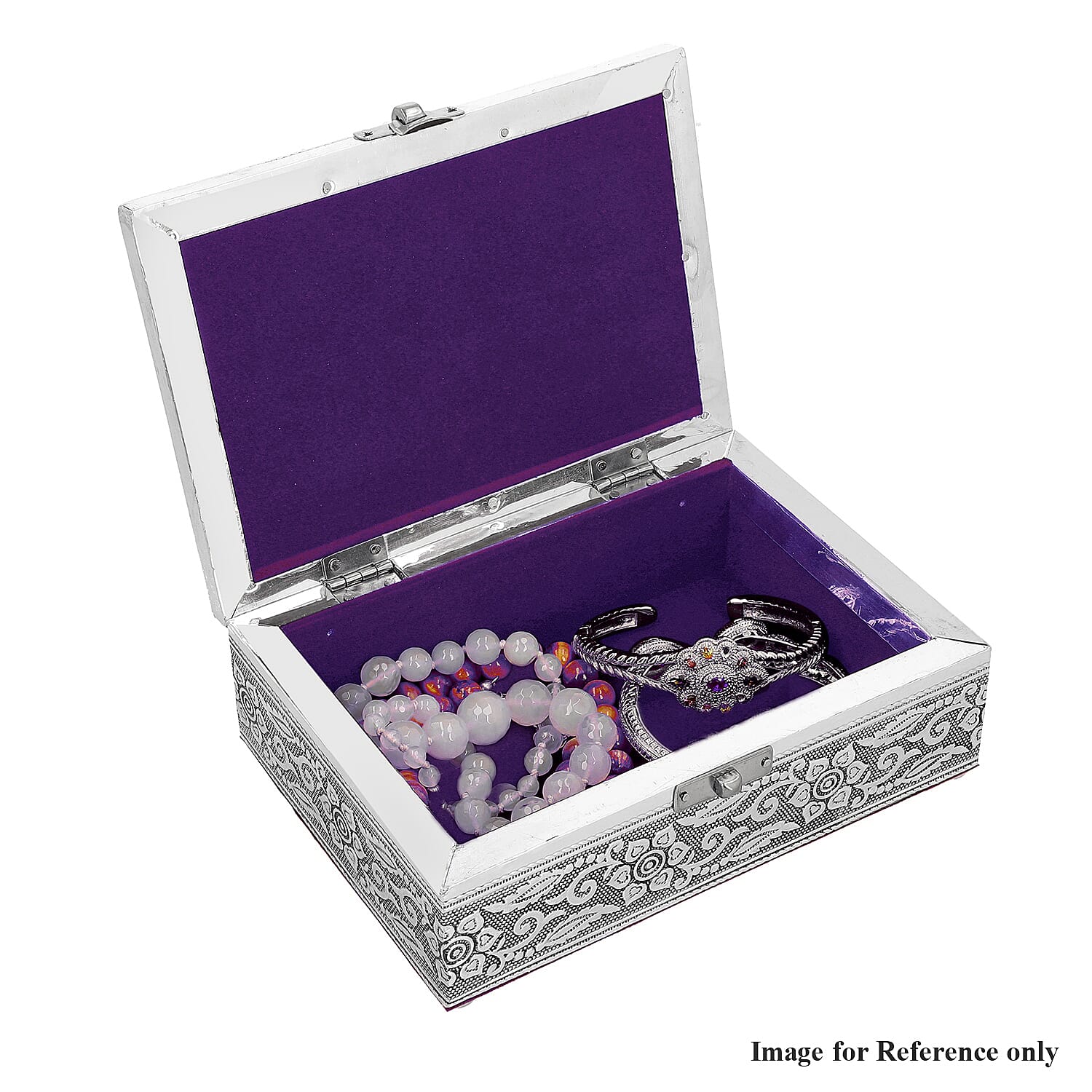 Peacock Embossed Aluminium Oxidized Set of 2 Nesting Storage Box