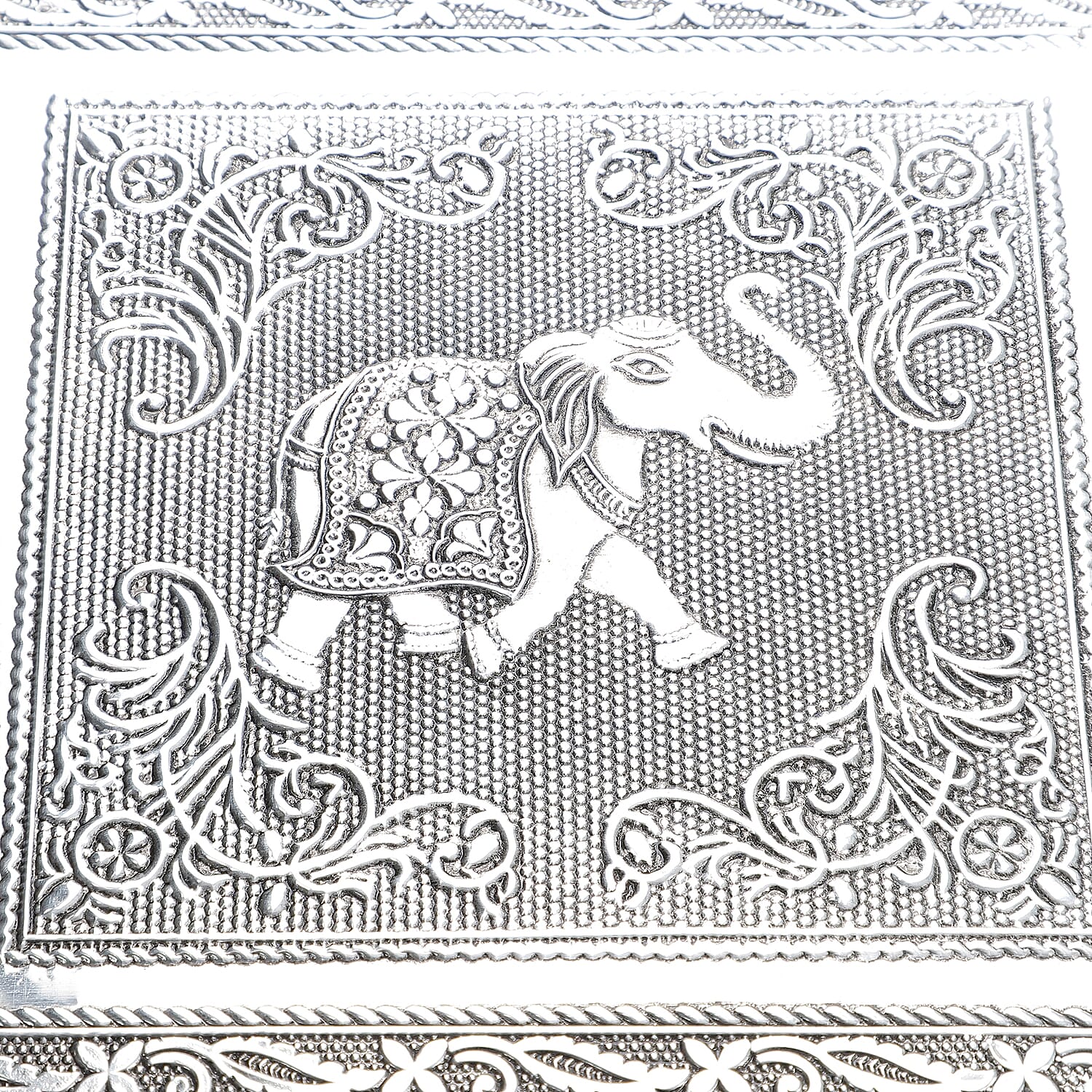 Elephant Embossed Aluminium Oxidized Set of 2 Nesting Storage Box