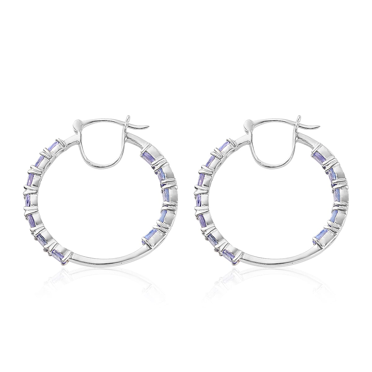 Tanzanite Hoop Earrings in Platinum Over Sterling Silver 3.85 ctw