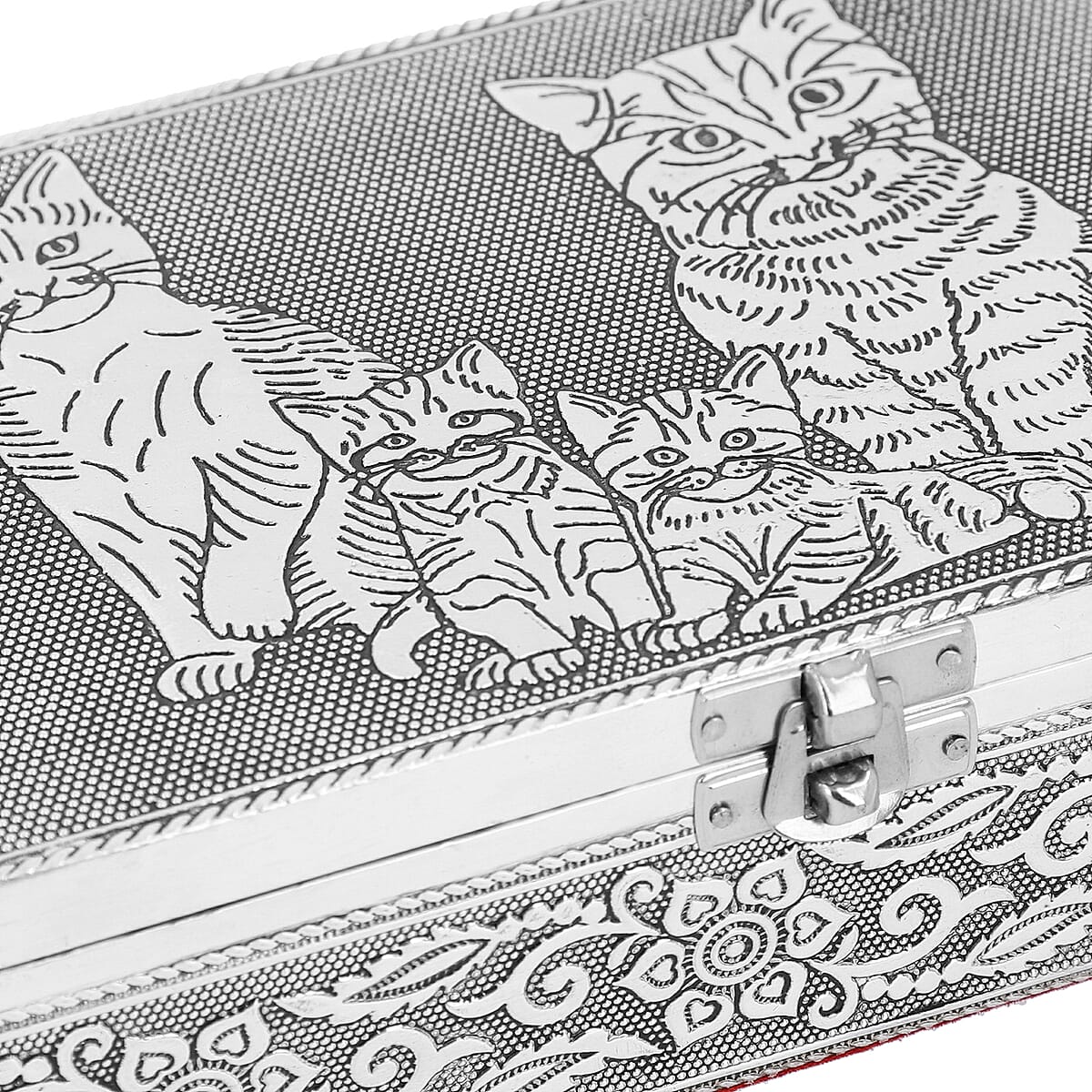 Cat and Dog Embossed Aluminium Oxidized Set of 2 Nesting Storage Box image number 8
